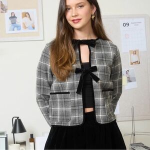 Plaid Gray Women's Jacket